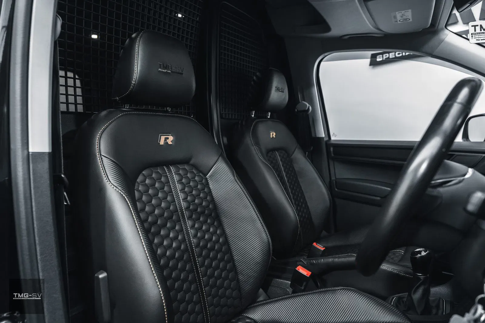 Caddy leather and Alcantara upholstery upgrades 