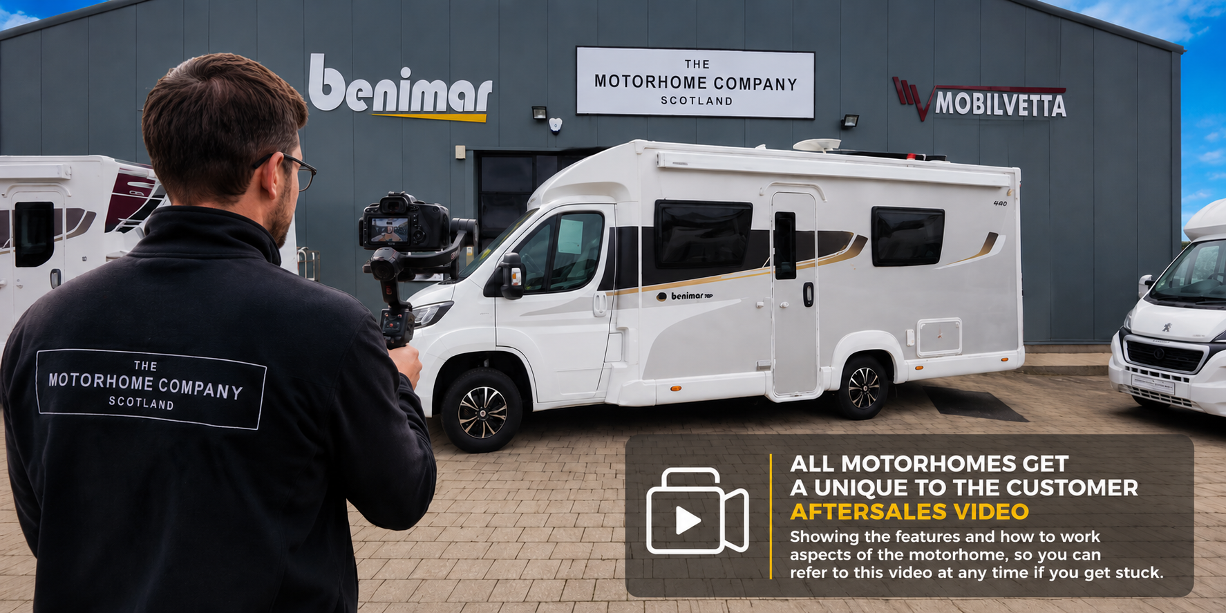 The Motorhome Company Scotland filming a personalised aftersales handover video
