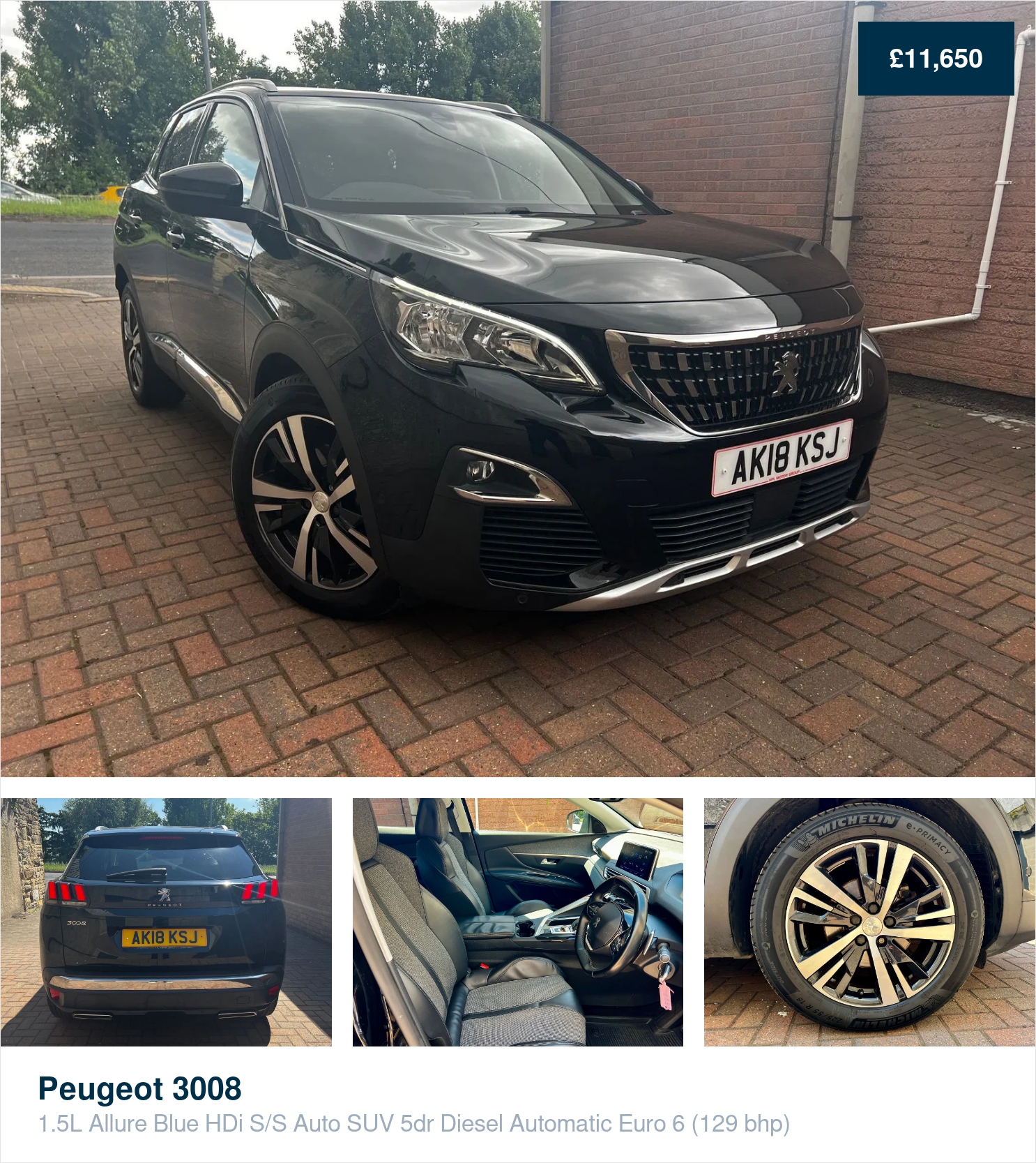 Peugeot 3008 1.5L Allure Blue HDi S/S Auto SUV 5dr Diesel Automatic Euro 6 (129 bhp) 5dr Automatic 2025