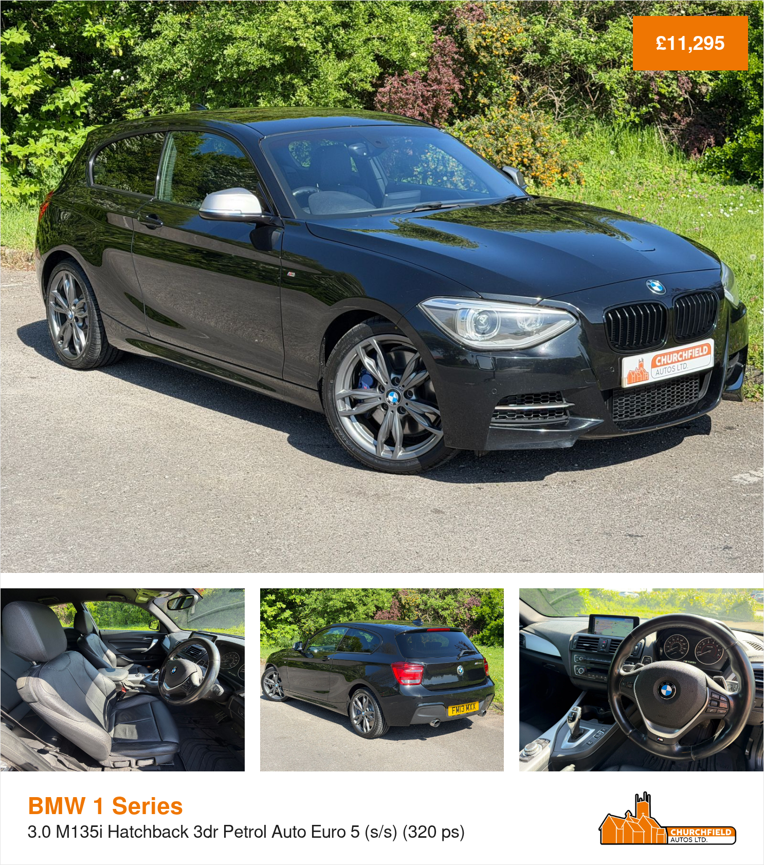 2013 BMW 1 Series 3.0 M135i Hatchback 3dr Petrol Auto Euro 5 (s/s) (320 ps), exterior view 2