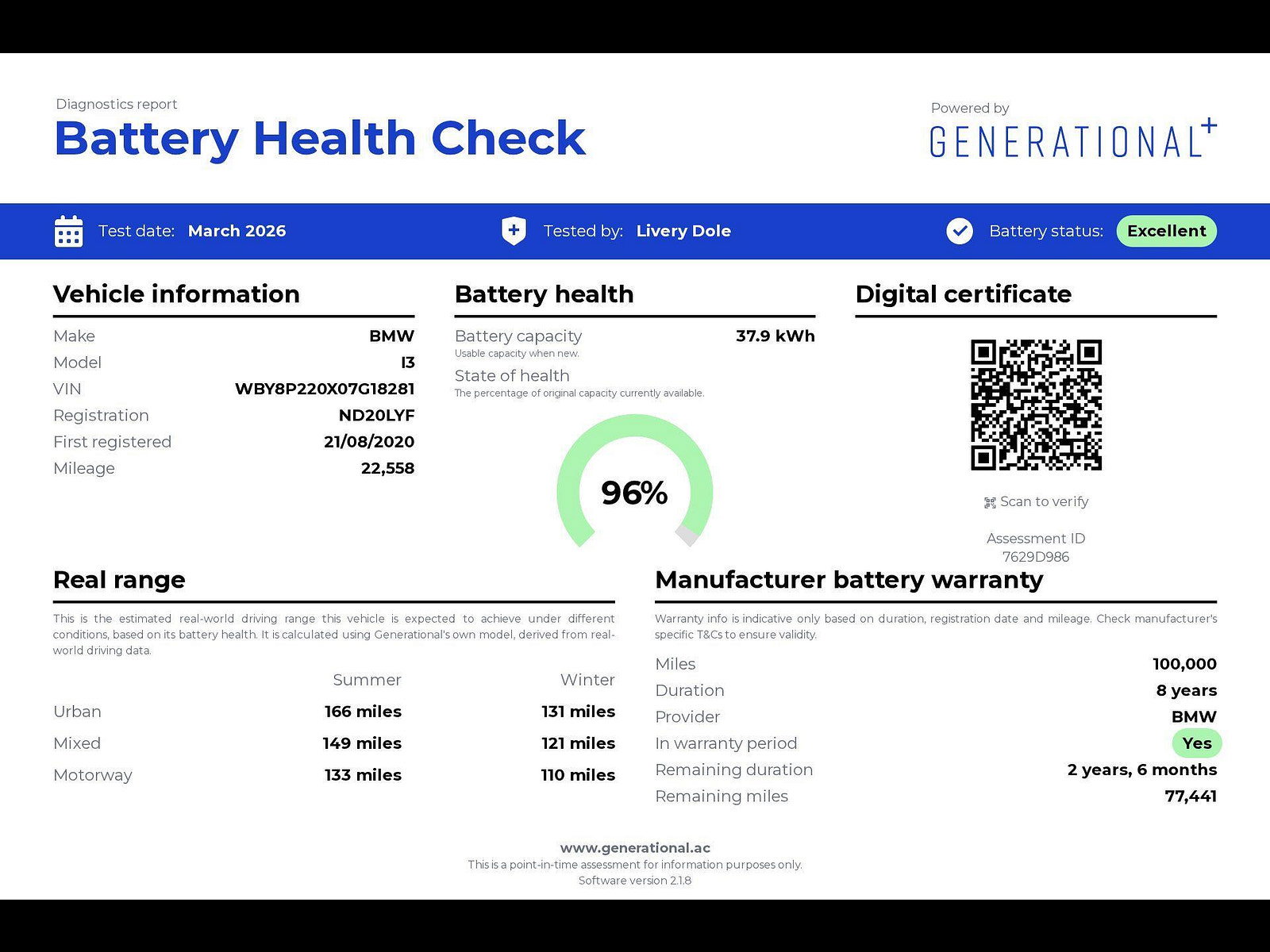 BMW i3 42.2kWh Auto 5dr 5dr Automatic 2020