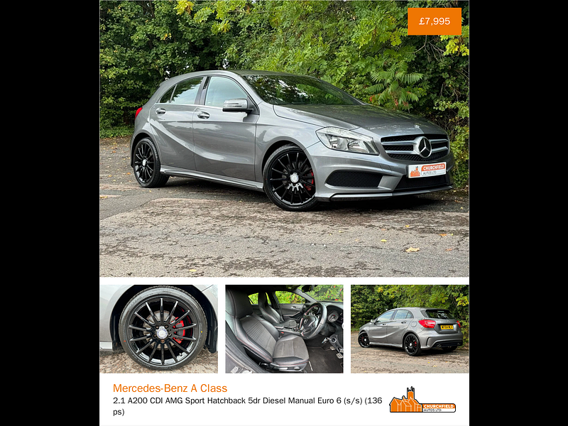 Mercedes-Benz A Class 2.1 A200 CDI AMG Sport Hatchback 5dr Diesel Manual Euro 6 (s/s) (136 ps)