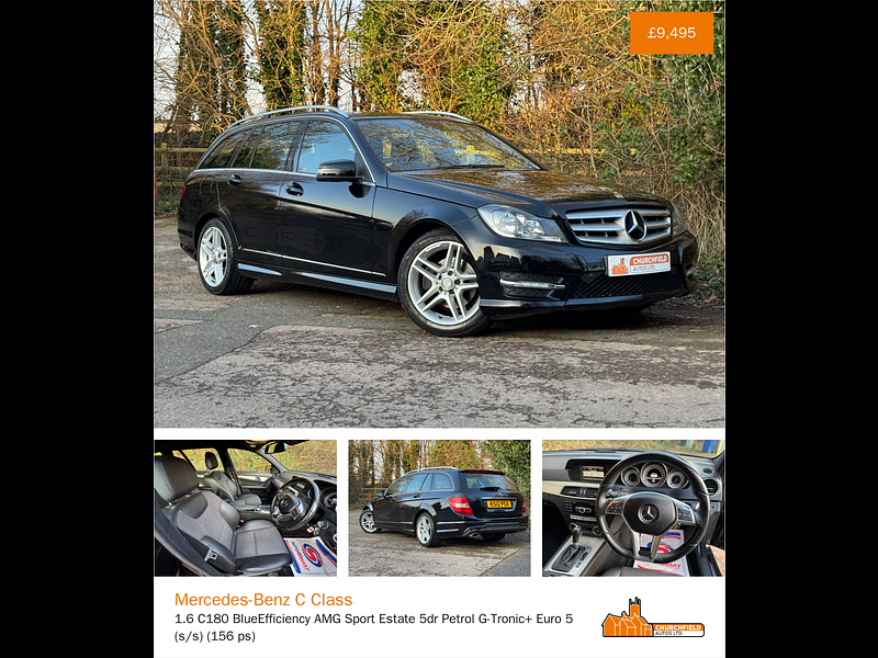 Mercedes-Benz C Class 1.6 C180 BlueEfficiency AMG Sport Estate 5dr Petrol G-Tronic+ Euro 5 (s/s) (156 ps)