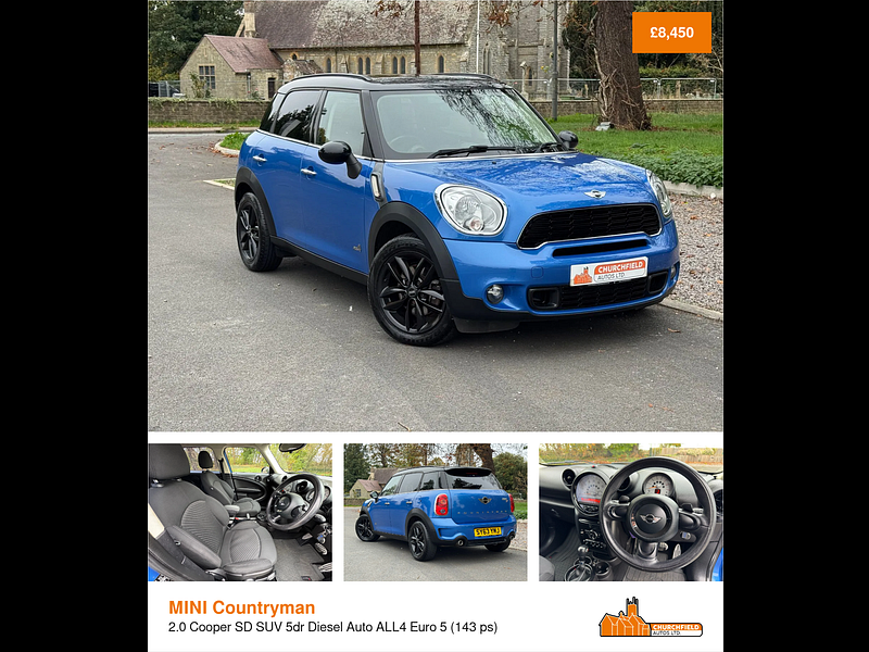 MINI Countryman 2.0 Cooper SD SUV 5dr Diesel Auto ALL4 Euro 5 (143 ps)