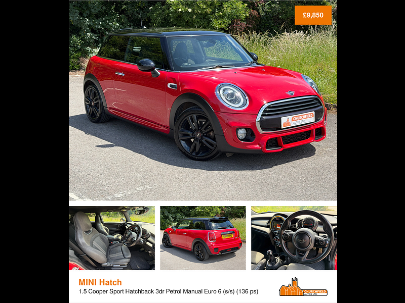 MINI Hatch 1.5 Cooper Sport Hatchback 3dr Petrol Manual Euro 6 (s/s) (136 ps)