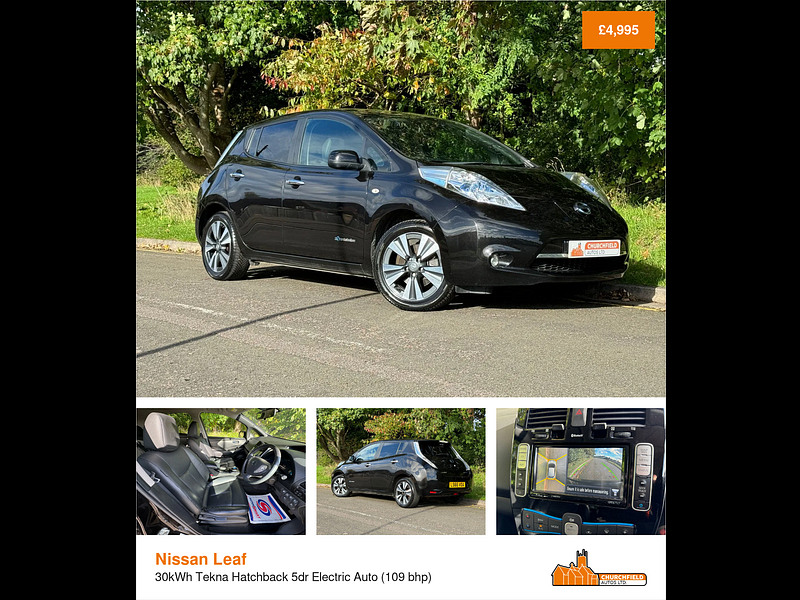 Nissan Leaf 30kWh Tekna Hatchback 5dr Electric Auto (109 bhp)