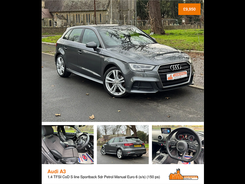 Audi A3 1.4 TFSI CoD S line Sportback 5dr Petrol Manual Euro 6 (s/s) (150 ps)