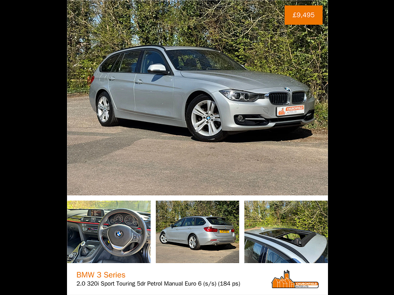 BMW 3 Series 2.0 320i Sport Touring 5dr Petrol Manual Euro 6 (s/s) (184 ps)