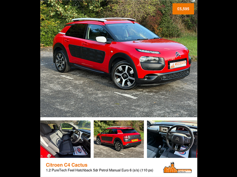 Citroen C4 Cactus 1.2 PureTech Feel Hatchback 5dr Petrol Manual Euro 6 (s/s) (110 ps)