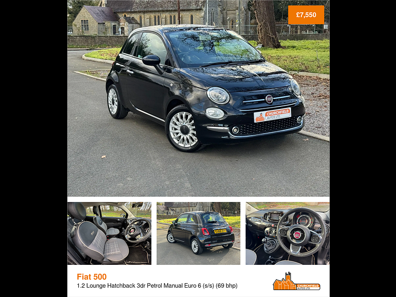 Fiat 500 1.2 Lounge Hatchback 3dr Petrol Manual Euro 6 (s/s) (69 bhp)