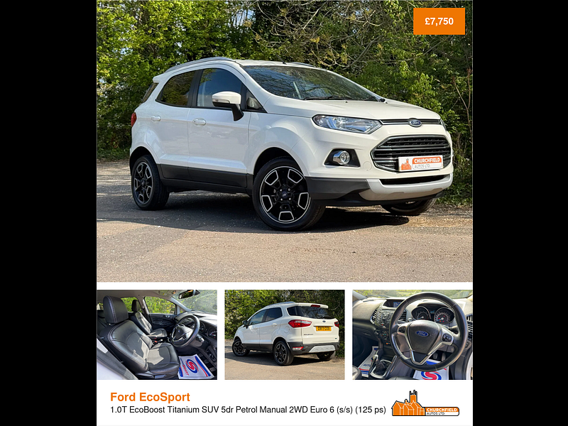 Ford EcoSport 1.0T EcoBoost Titanium SUV 5dr Petrol Manual 2WD Euro 6 (s/s) (125 ps)