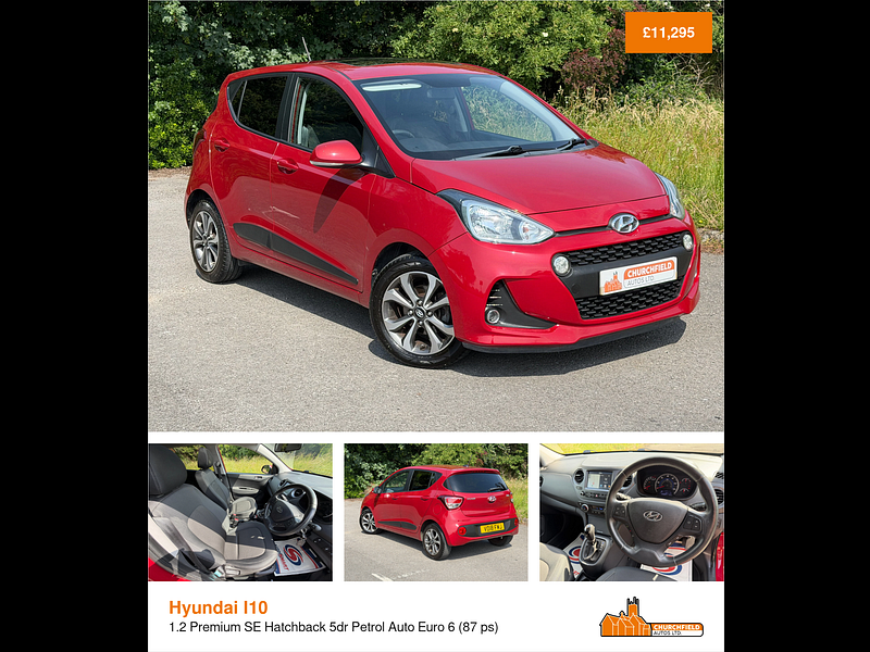 Hyundai I10 1.2 Premium SE Hatchback 5dr Petrol Auto Euro 6 (87 ps)
