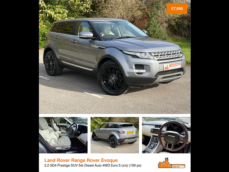 Land Rover Range Rover Evoque 2.2 SD4 Prestige SUV 5dr Diesel Auto 4WD Euro 5 (s/s) (190 ps)