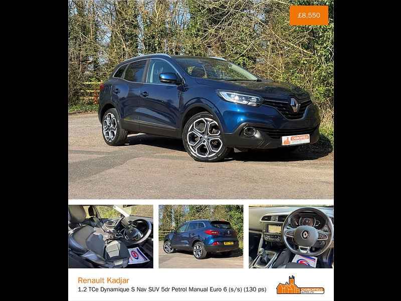 Renault Kadjar 1.2 TCe Dynamique S Nav SUV 5dr Petrol Manual Euro 6 (s/s) (130 ps)