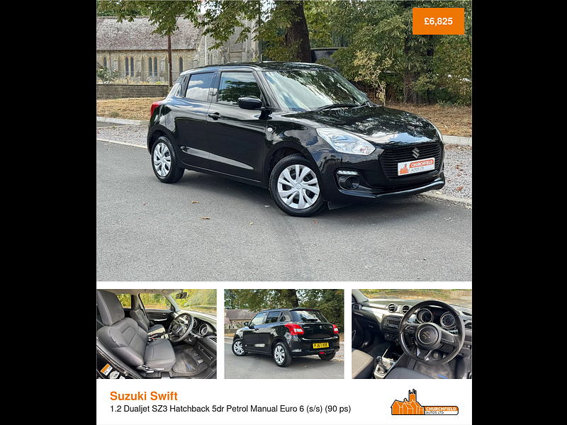 Suzuki Swift 1.2 Dualjet SZ3 Hatchback 5dr Petrol Manual Euro 6 (s/s) (90 ps)
