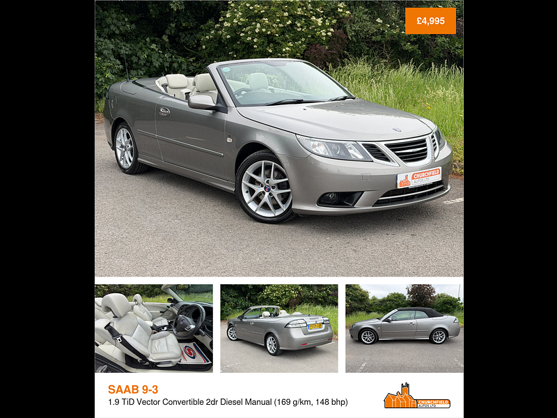 SAAB 9-3 1.9 TiD Vector Convertible 2dr Diesel Manual (169 g/km, 148 bhp)