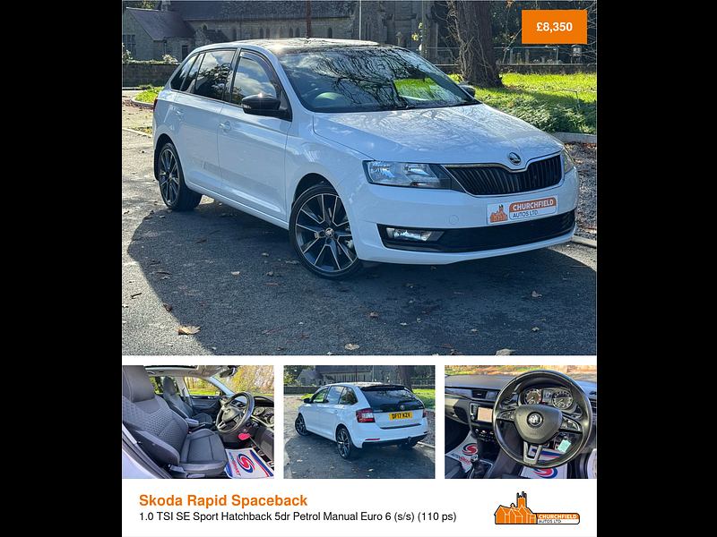 Skoda Rapid Spaceback 1.0 TSI SE Sport Hatchback 5dr Petrol Manual Euro 6 (s/s) (110 ps)