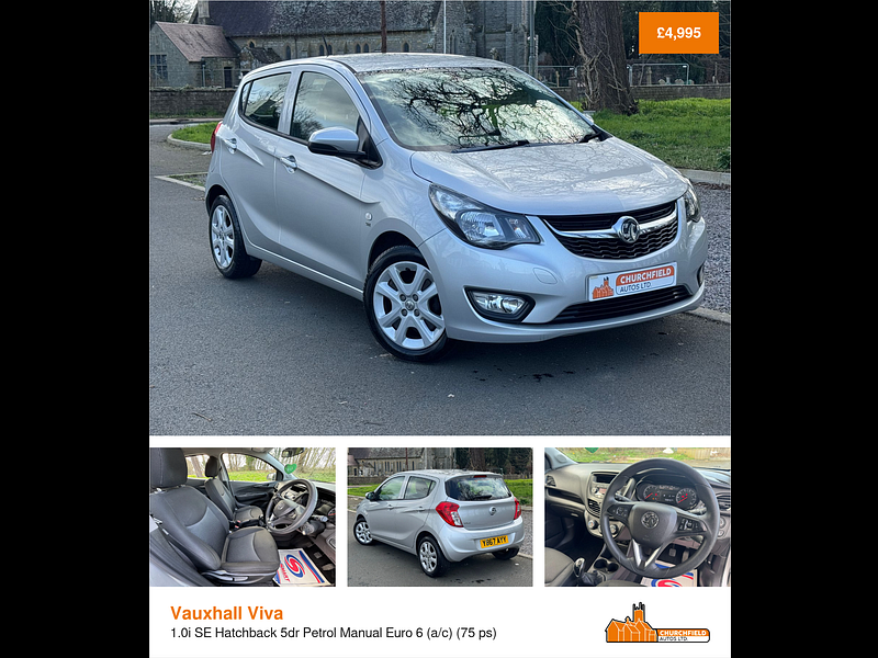 Vauxhall Viva 1.0i SE Hatchback 5dr Petrol Manual Euro 6 (a/c) (75 ps)