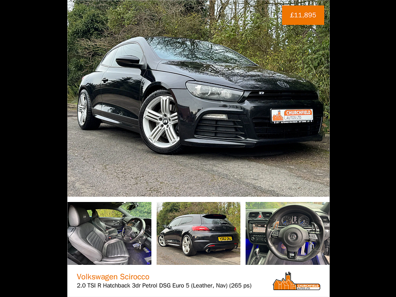 Volkswagen Scirocco 2.0 TSI R Hatchback 3dr Petrol DSG Euro 5 (Leather, Nav) (265 ps)