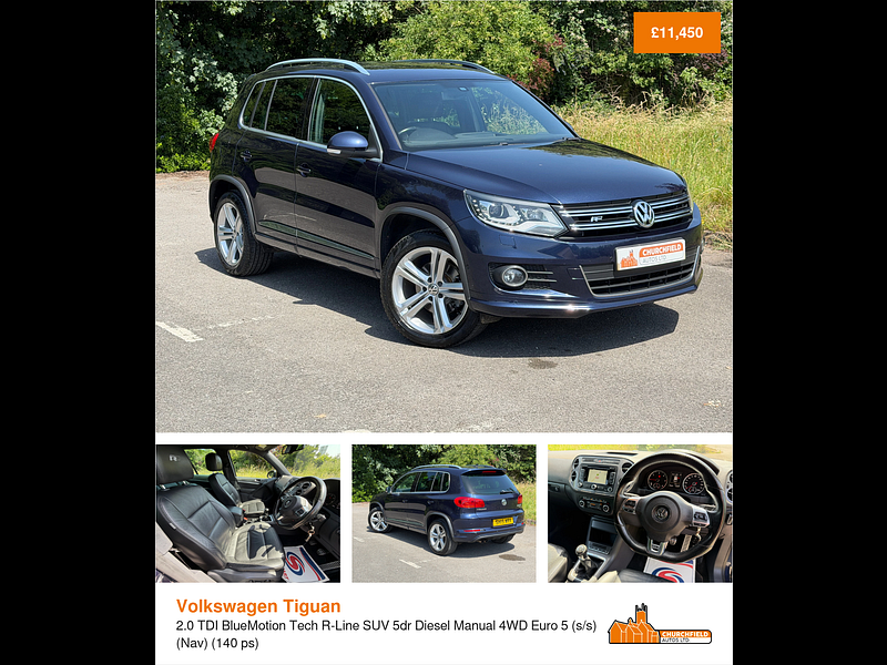 Volkswagen Tiguan 2.0 TDI BlueMotion Tech R-Line SUV 5dr Diesel Manual 4WD Euro 5 (s/s) (Nav) (140 ps)