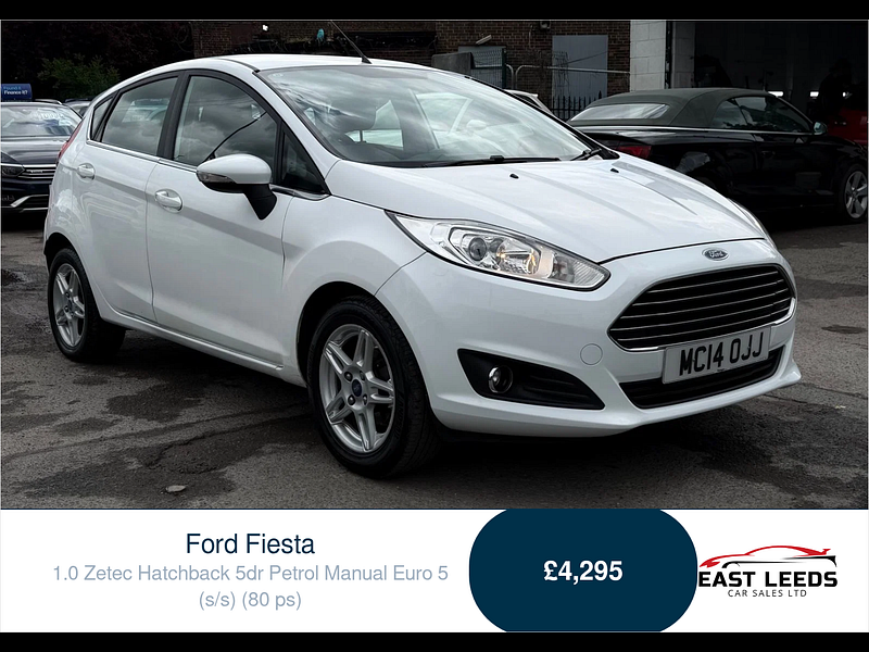 Ford Fiesta 1.0 Zetec Hatchback 5dr Petrol Manual Euro 5 (s/s) (80 ps) 5dr Manual 2026