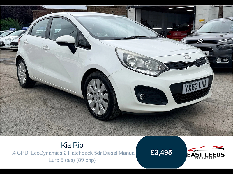 Kia Rio 1.4 CRDi EcoDynamics 2 Hatchback 5dr Diesel Manual Euro 5 (s/s) (89 bhp) 5dr Manual 2026
