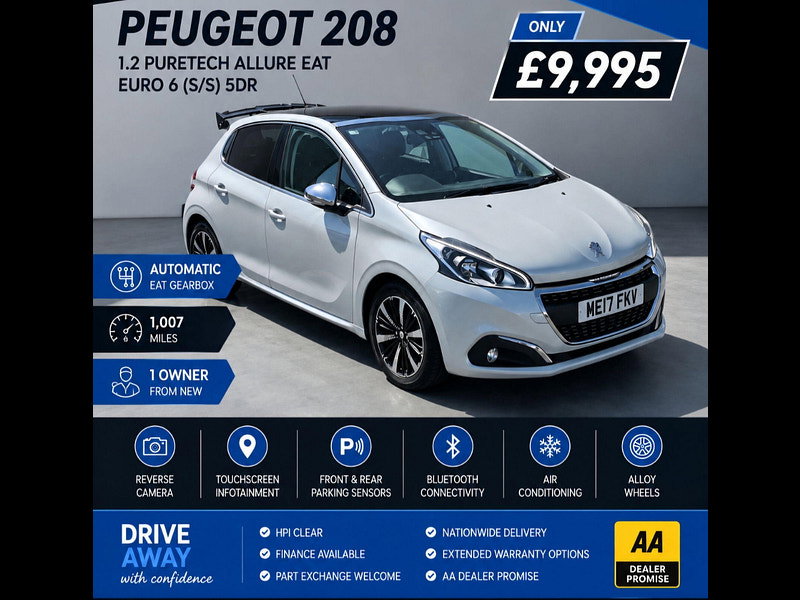 Peugeot 208 1.2 PureTech Allure Hatchback 5dr Petrol EAT Euro 6 (s/s) (110 ps) 5dr Automatic 2017