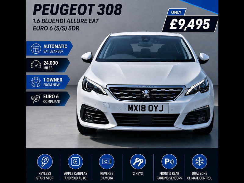 Peugeot 308 1.6 BlueHDi Allure EAT Euro 6 (s/s) 5dr 5dr Automatic 2018
