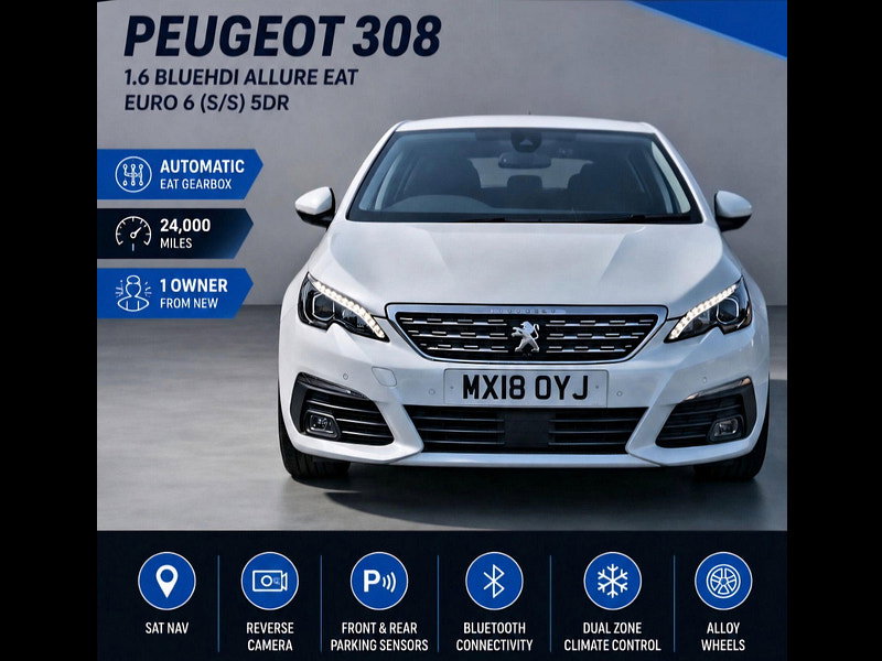 Peugeot 308 1.6 BlueHDi Allure EAT Euro 6 (s/s) 5dr 5dr Automatic 2018