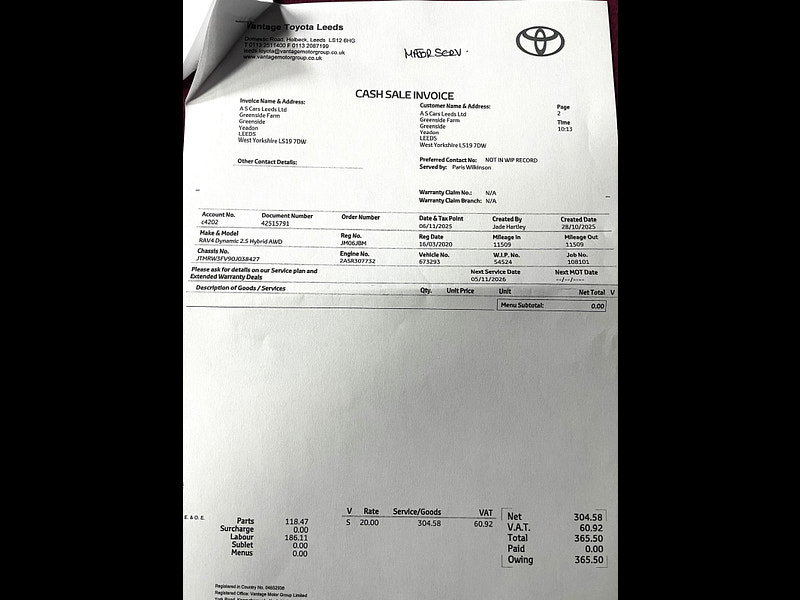 Toyota RAV4 2.5 VVT-h Dynamic SUV 5dr Petrol Hybrid CVT 4WD Euro 6 (s/s) (222 ps) 5dr Automatic 2026