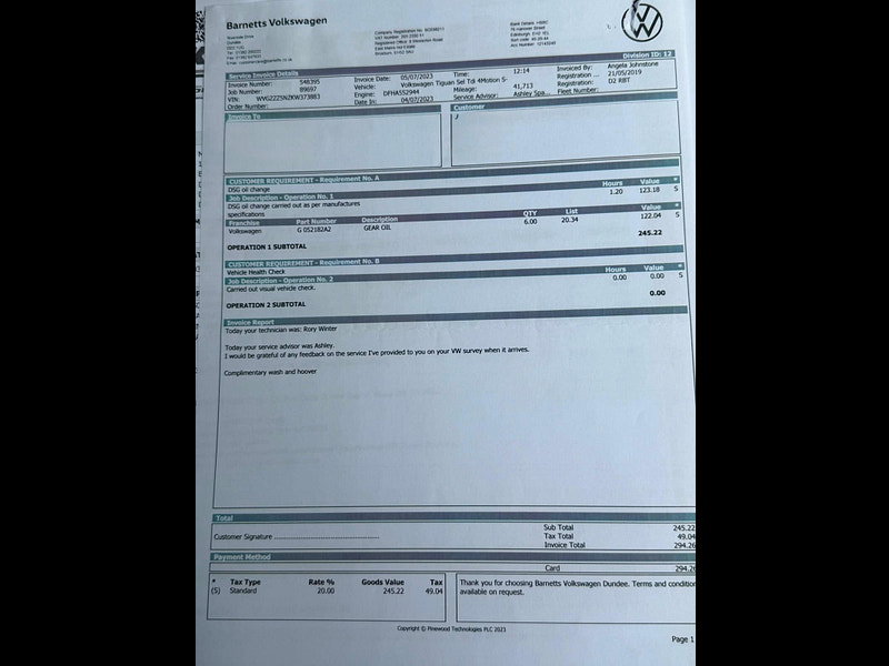Volkswagen Tiguan 2.0 TDI SEL DSG 4Motion Euro 6 (s/s) 5dr 5dr Automatic 2026