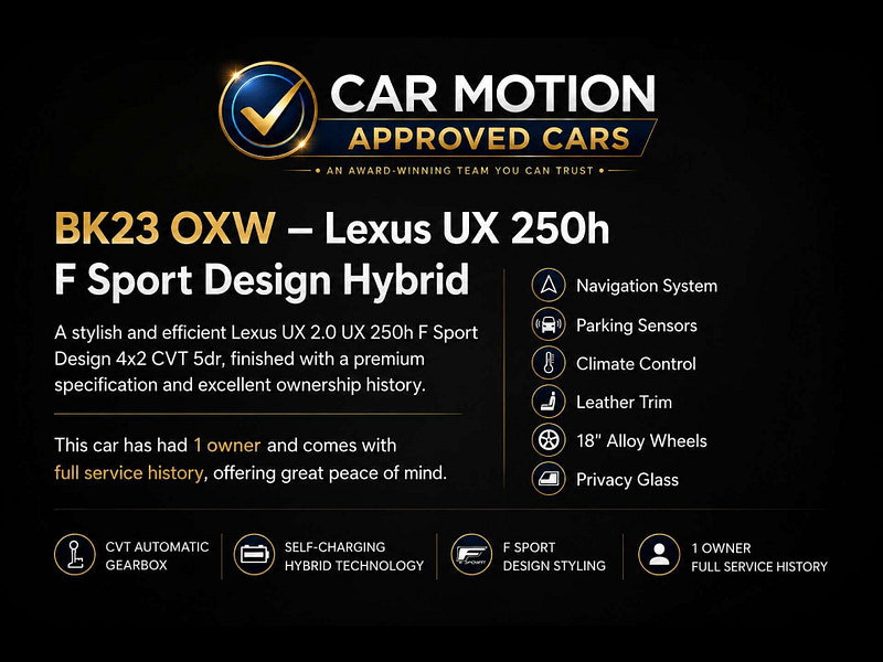 Lexus Ux 2.0 UX 250H F Sport Design 4x2 CVT 5dr 5dr Automatic 2026
