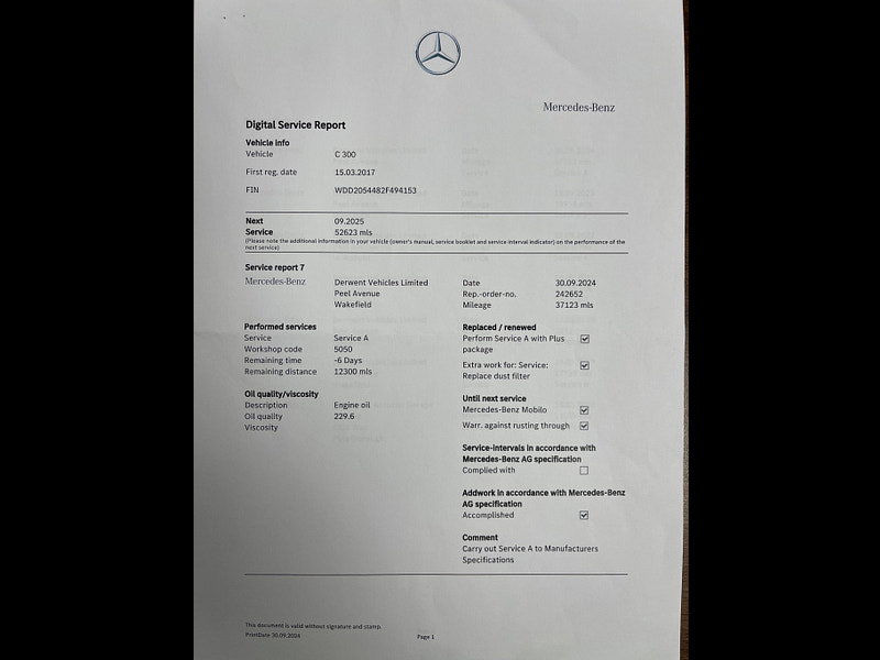 Mercedes-Benz C Class 2.0 C300 AMG Line (Premium Plus) Cabriolet G-Tronic+ Euro 6 (s/s) 2dr
