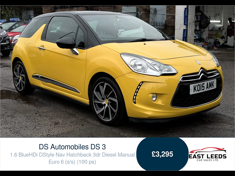 DS Automobiles DS 3 1.6 BlueHDi DStyle Nav Hatchback 3dr Diesel Manual Euro 6 (s/s) (100 ps) 3dr Manual 2026