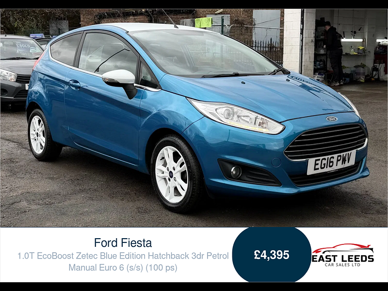 Ford Fiesta 1.0T EcoBoost Zetec Blue Edition Hatchback 3dr Petrol Manual Euro 6 (s/s) (100 ps) 3dr Manual 2026