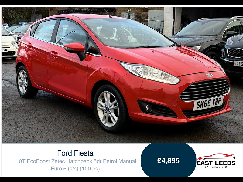 Ford Fiesta 1.0T EcoBoost Zetec Hatchback 5dr Petrol Manual Euro 6 (s/s) (100 ps) 5dr Manual 2026