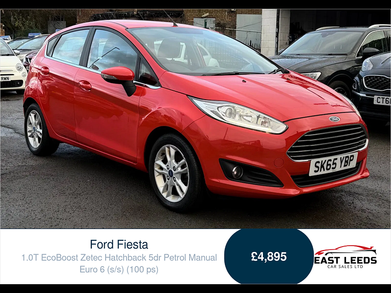 Ford Fiesta 1.0T EcoBoost Zetec Hatchback 5dr Petrol Manual Euro 6 (s/s) (100 ps) 5dr Manual 2026