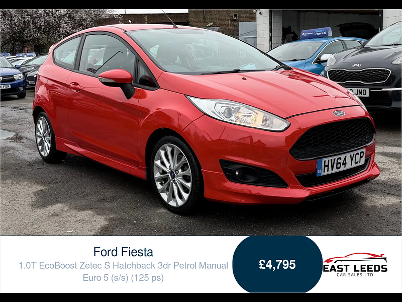 Ford Fiesta 1.0T EcoBoost Zetec S Hatchback 3dr Petrol Manual Euro 5 (s/s) (125 ps) 3dr Manual 2026