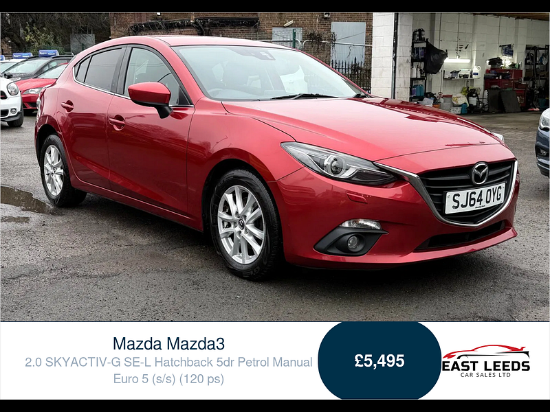 Mazda Mazda3 2.0 SKYACTIV-G SE-L Hatchback 5dr Petrol Manual Euro 5 (s/s) (120 ps) 5dr Manual 2026