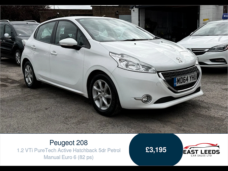 Peugeot 208 1.2 VTi PureTech Active Hatchback 5dr Petrol Manual Euro 6 (82 ps) 5dr Manual 2026