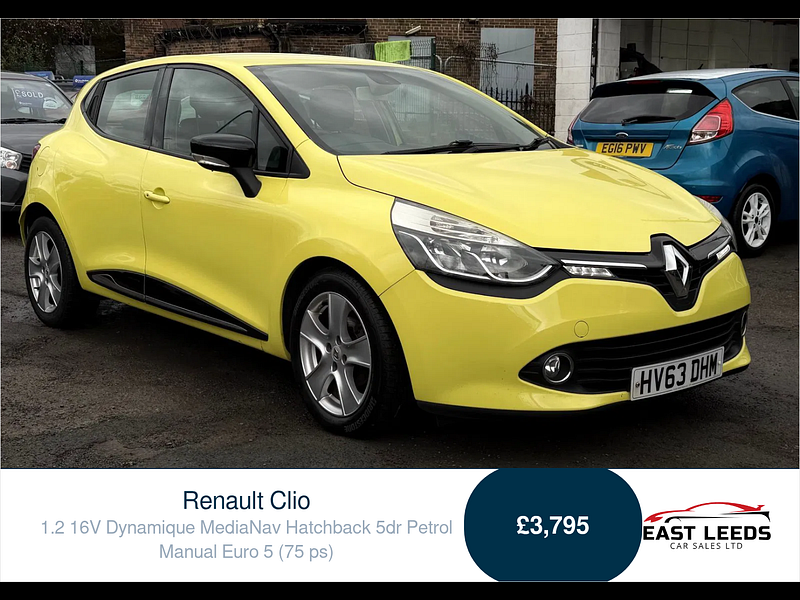 Renault Clio 1.2 16V Dynamique MediaNav Hatchback 5dr Petrol Manual Euro 5 (75 ps) 5dr Manual 2026
