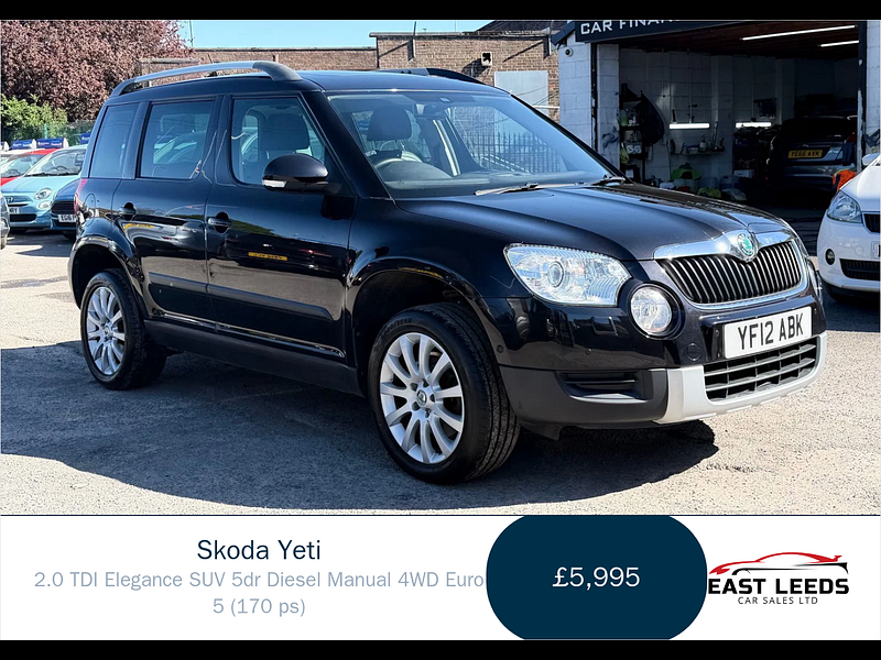 Skoda Yeti 2.0 TDI Elegance SUV 5dr Diesel Manual 4WD Euro 5 (170 ps) 5dr Manual 2026