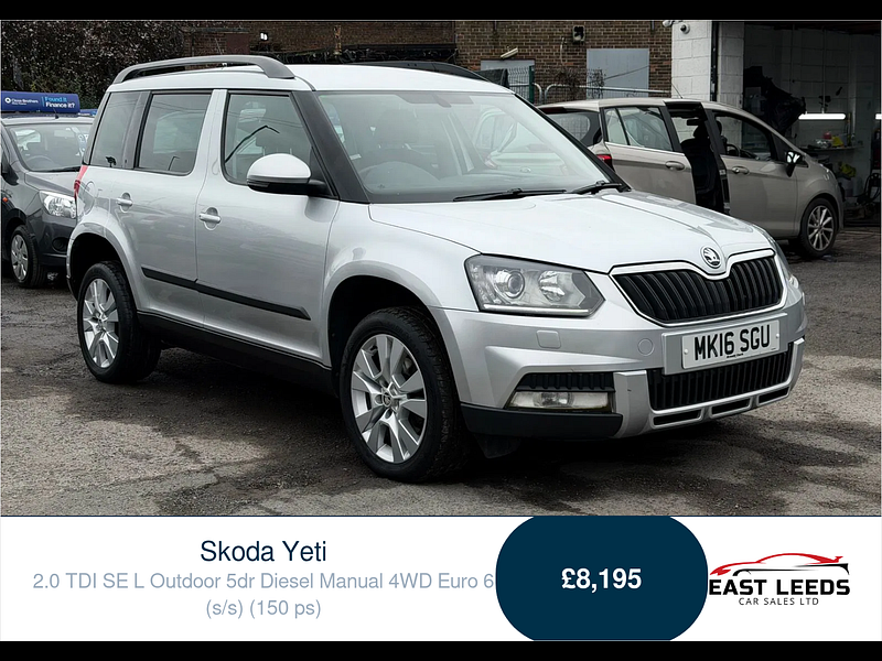 Skoda Yeti 2.0 TDI SE L Outdoor 5dr Diesel Manual 4WD Euro 6 (s/s) (150 ps) 5dr Manual 2026
