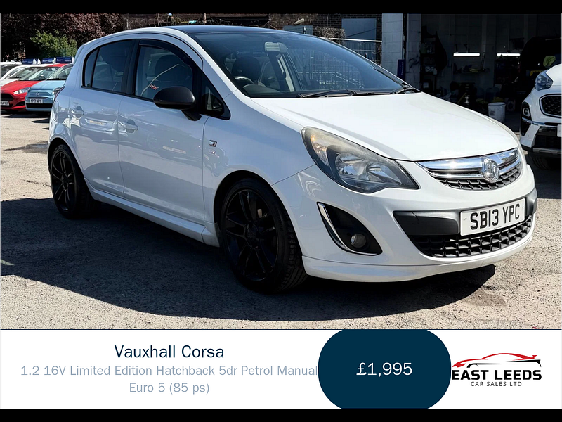 Vauxhall Corsa 1.2 16V Limited Edition Hatchback 5dr Petrol Manual Euro 5 (85 ps) 5dr Manual 2026
