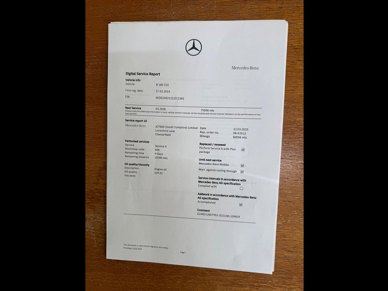 Mercedes-Benz B Class 1.5 B180 CDI Sport Euro 5 (s/s) 5dr 5dr Manual 2026