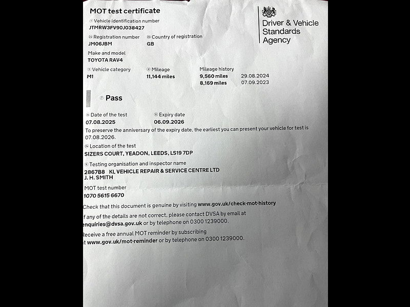 Toyota RAV4 2.5 VVT-h Dynamic SUV 5dr Petrol Hybrid CVT 4WD Euro 6 (s/s) (222 ps) 5dr Automatic 2025