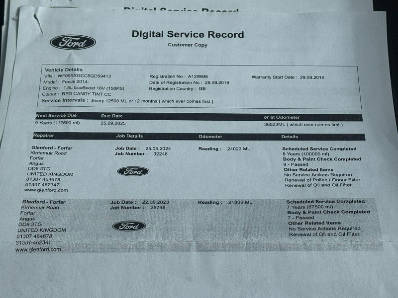Ford Focus 1.5T EcoBoost Titanium Euro 6 (s/s) 5dr 5dr Manual 2025