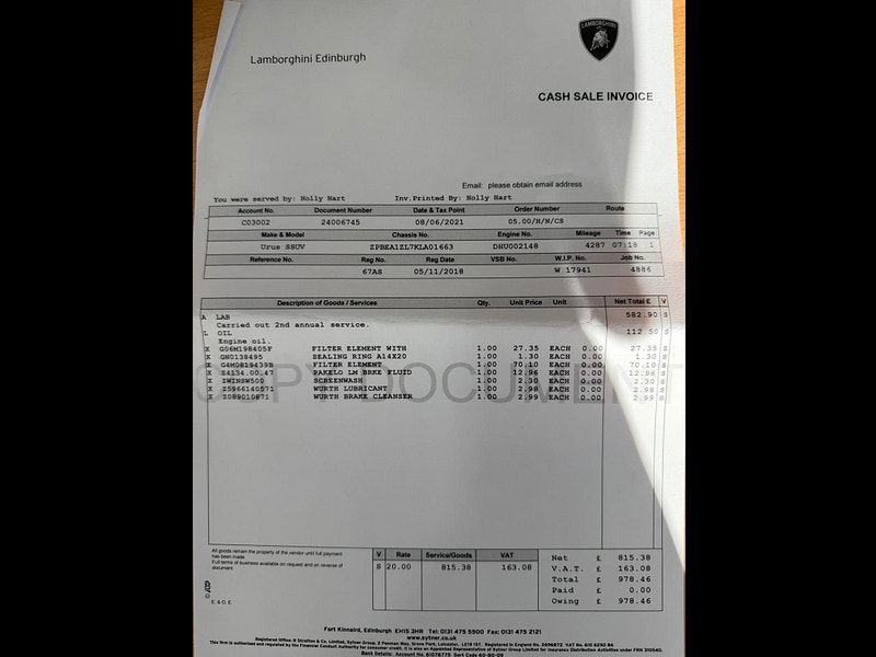 Lamborghini URUS 4.0 V8 BiTurbo SUV 5dr Petrol Auto 4WD Euro 6 (650 ps) 5dr Automatic 2025