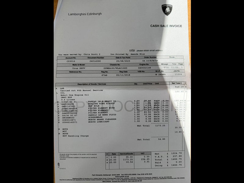 Lamborghini URUS 4.0 V8 BiTurbo SUV 5dr Petrol Auto 4WD Euro 6 (650 ps) 5dr Automatic 2025