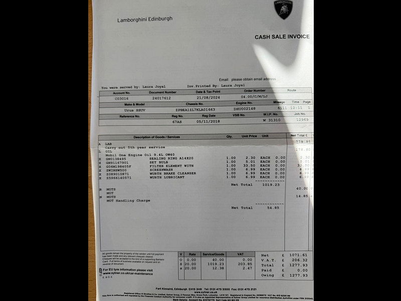 Lamborghini URUS 4.0 V8 BiTurbo SUV 5dr Petrol Auto 4WD Euro 6 (650 ps) 5dr Automatic 2025